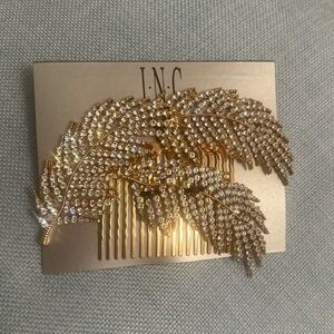 INC International Concepts Gold and Crystal Leaf Hair Comb